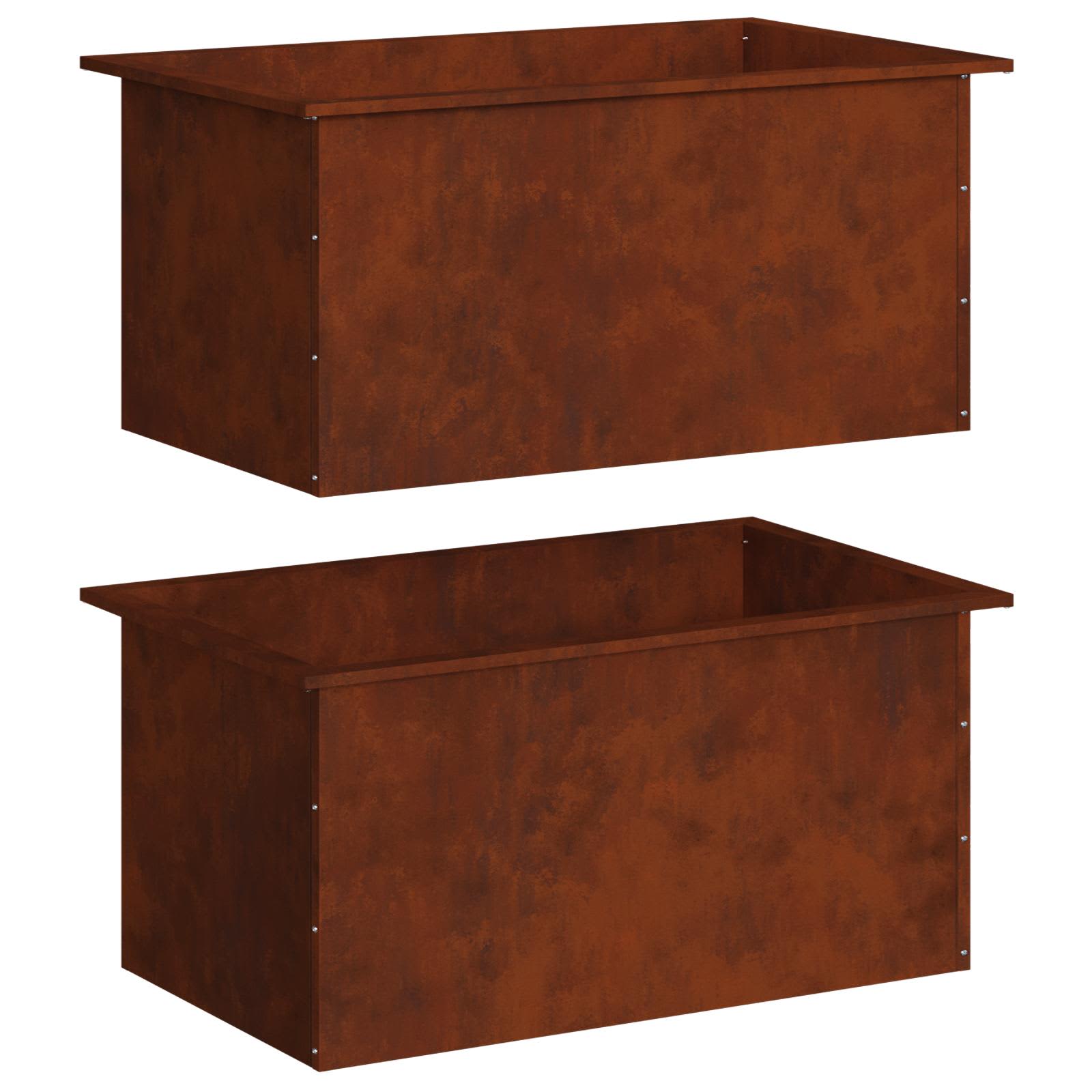 Garden Planter with LED 2 pcs Rusty 50 x 80 x 48 cm