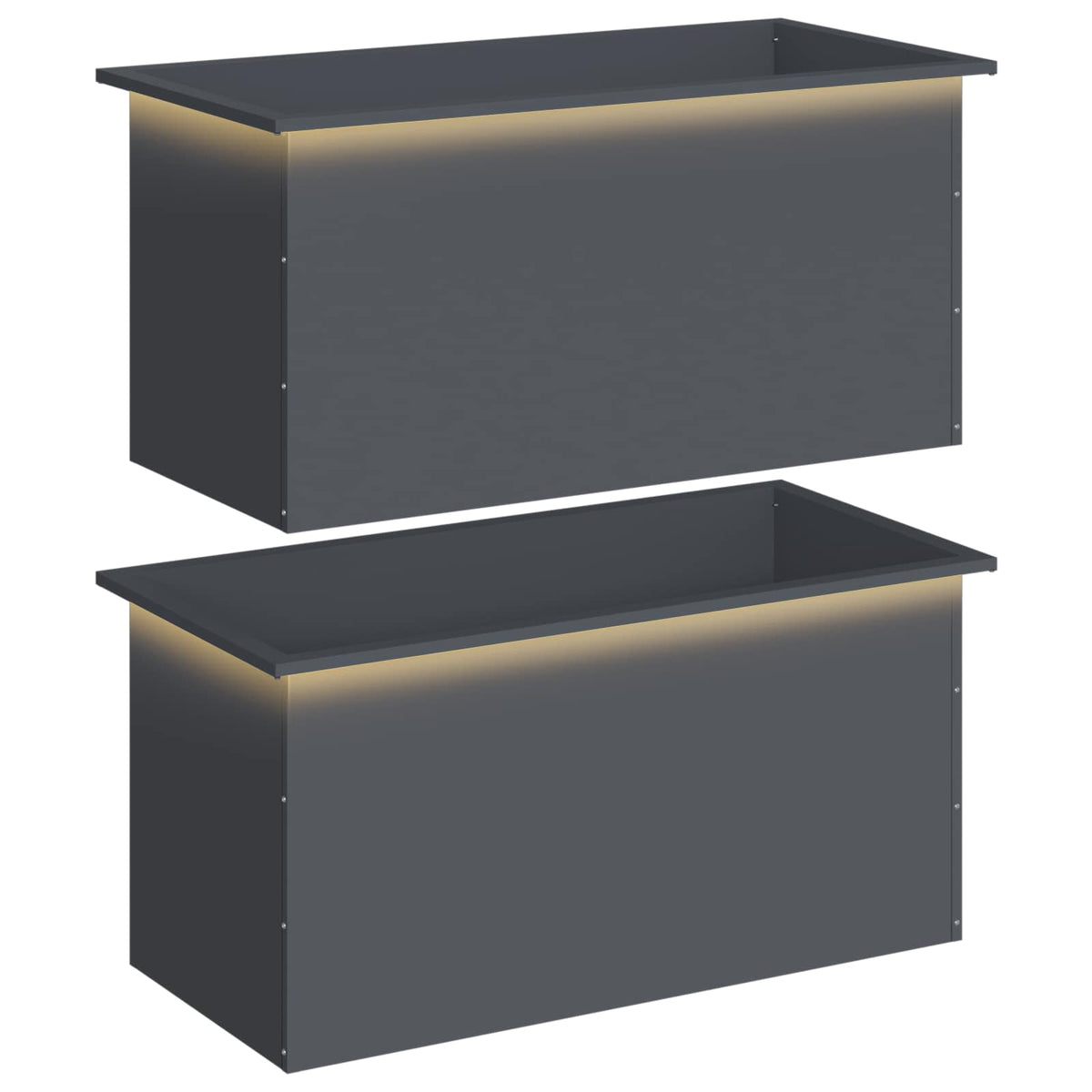 Garden Planter with LED 2 pcs Antracite 50 x 100 x 48 cm Steel