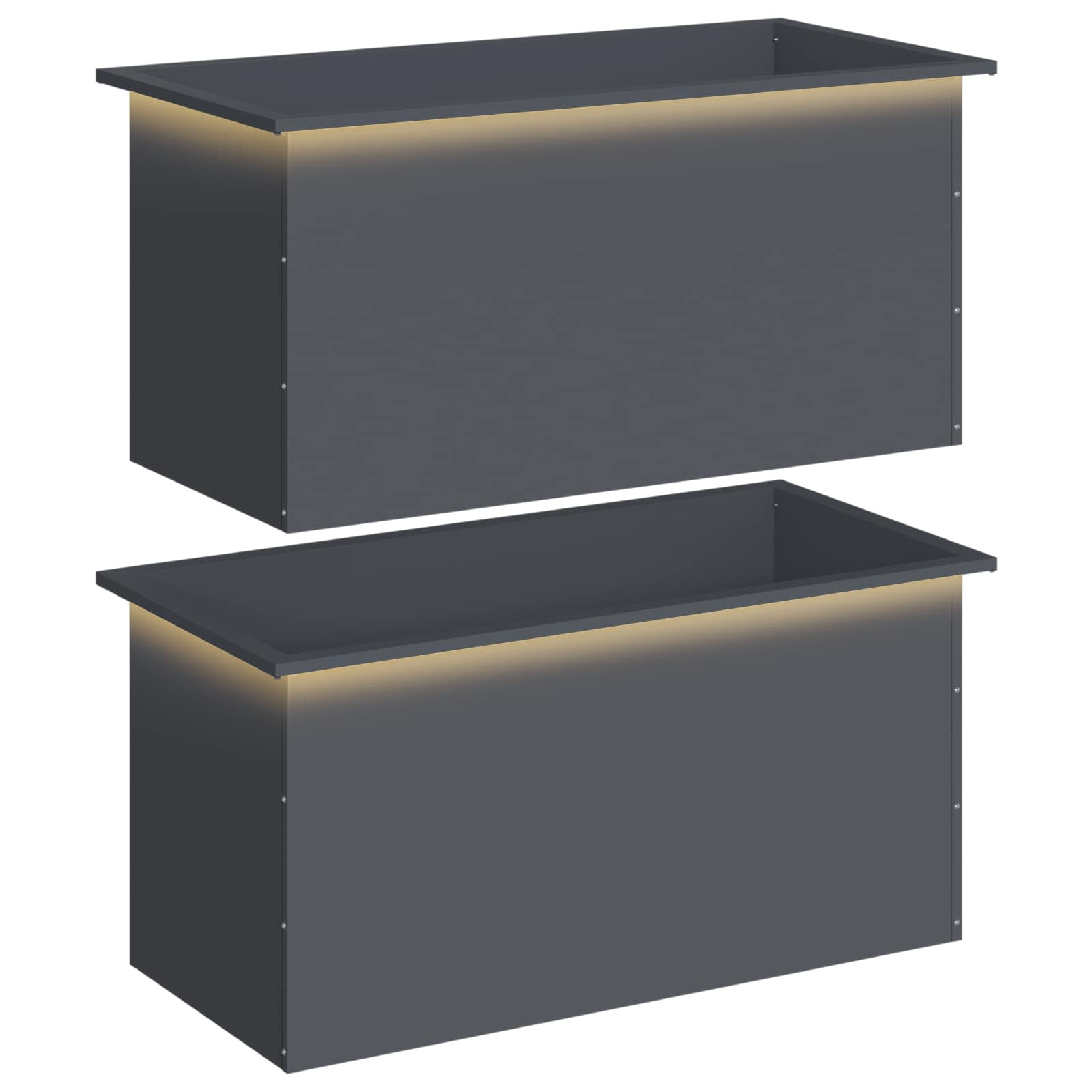 Garden Planter with LED 2 pcs Antracite 50 x 100 x 48 cm Steel