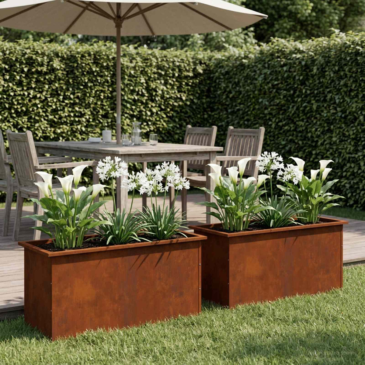 Garden Planter with LED 2 pcs Rusty 50 x 100 x 48 cm