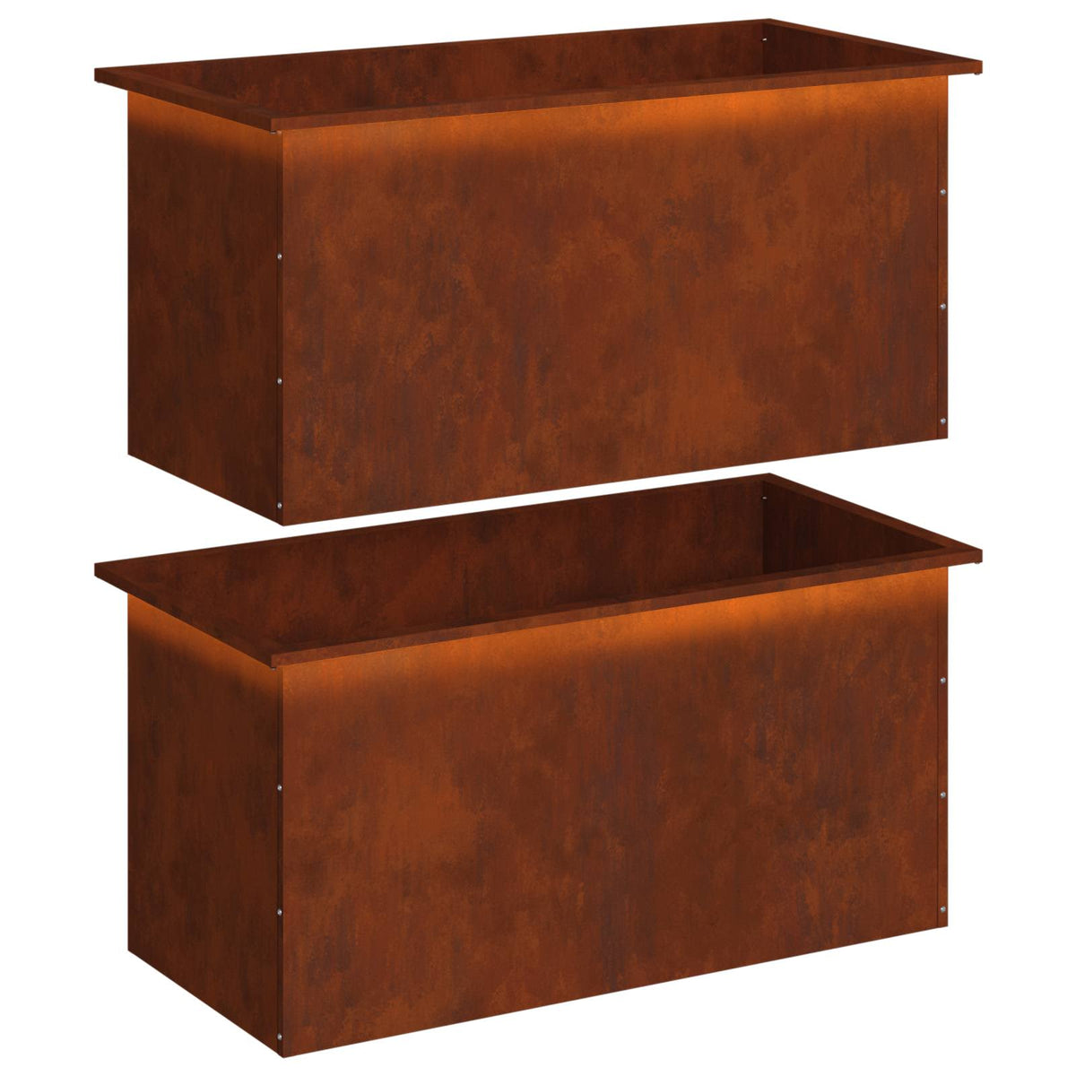 Garden Planter with LED 2 pcs Rusty 50 x 100 x 48 cm