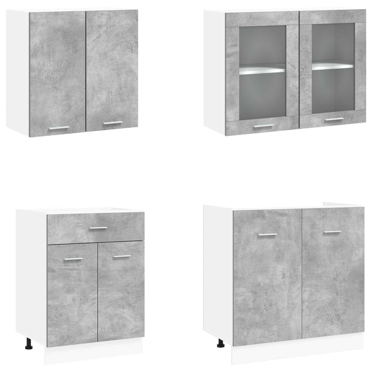 Kitchen Unit Lyon 4 pcs Concrete Grey Engineered Wood