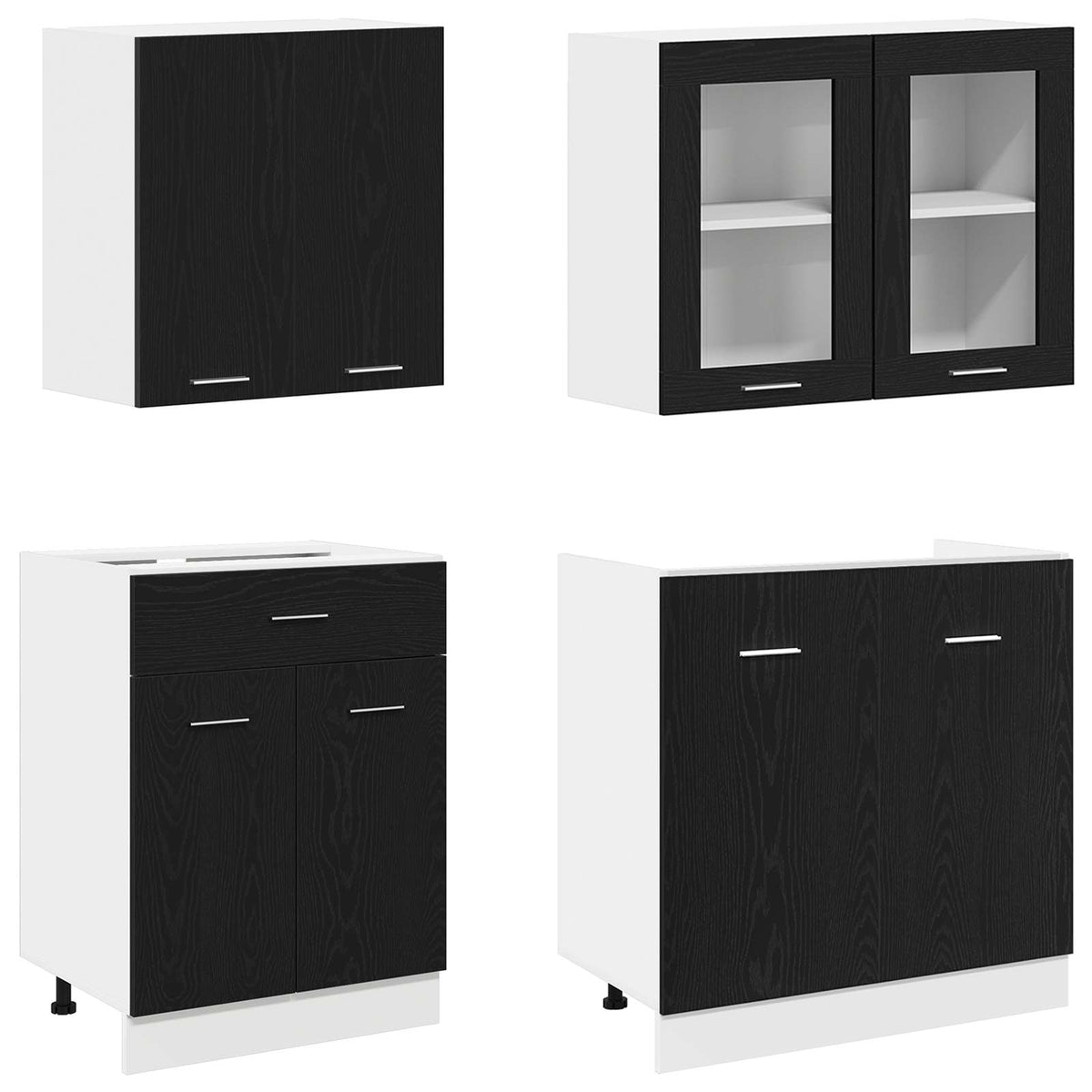 Kitchen Unit Lyon 4 pcs Black Oak Engineered Wood