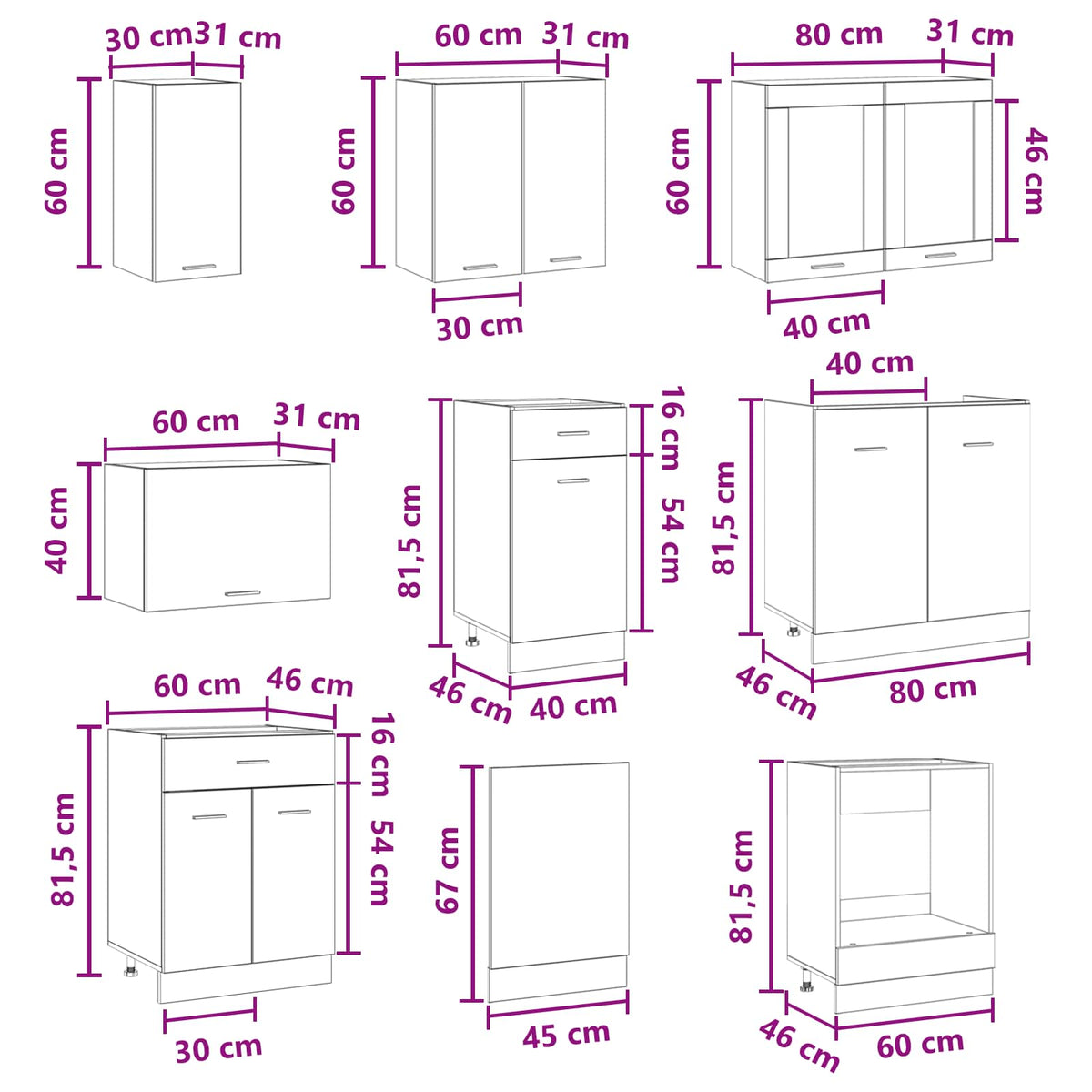Kitchen Unit Lyon 8 pcs Engineered Wood