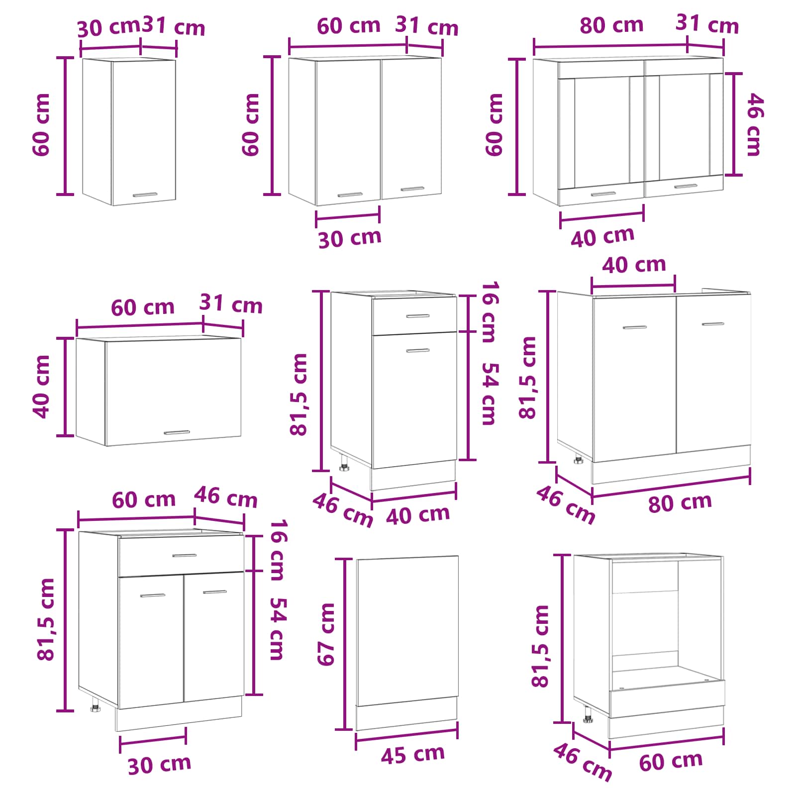 Kitchen Unit Lyon 8 pcs Engineered Wood