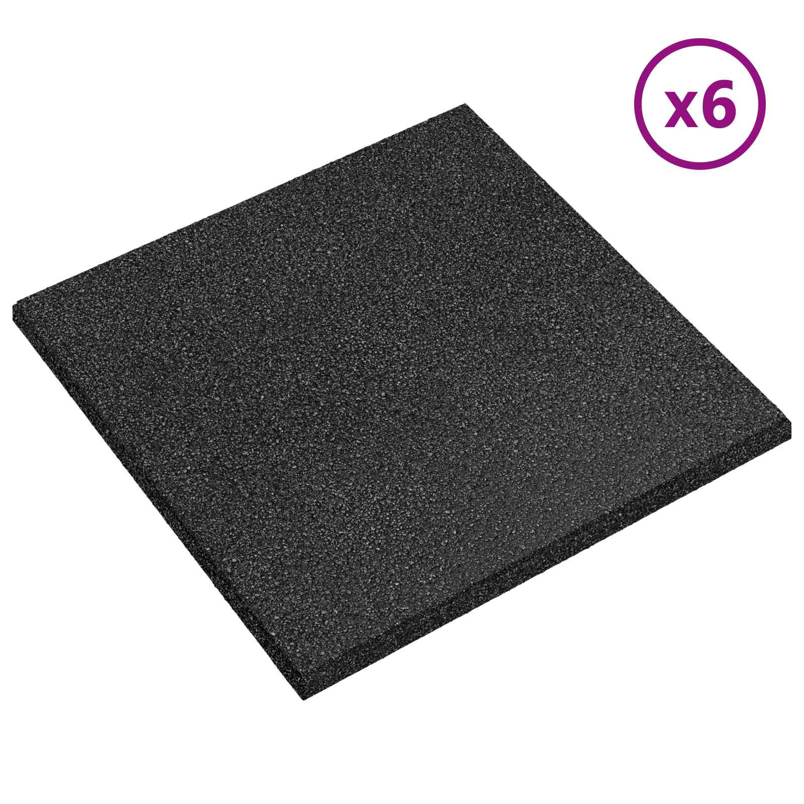 Fall Protection Tiles 6 pcs Black 50 x 50 cm Rubber