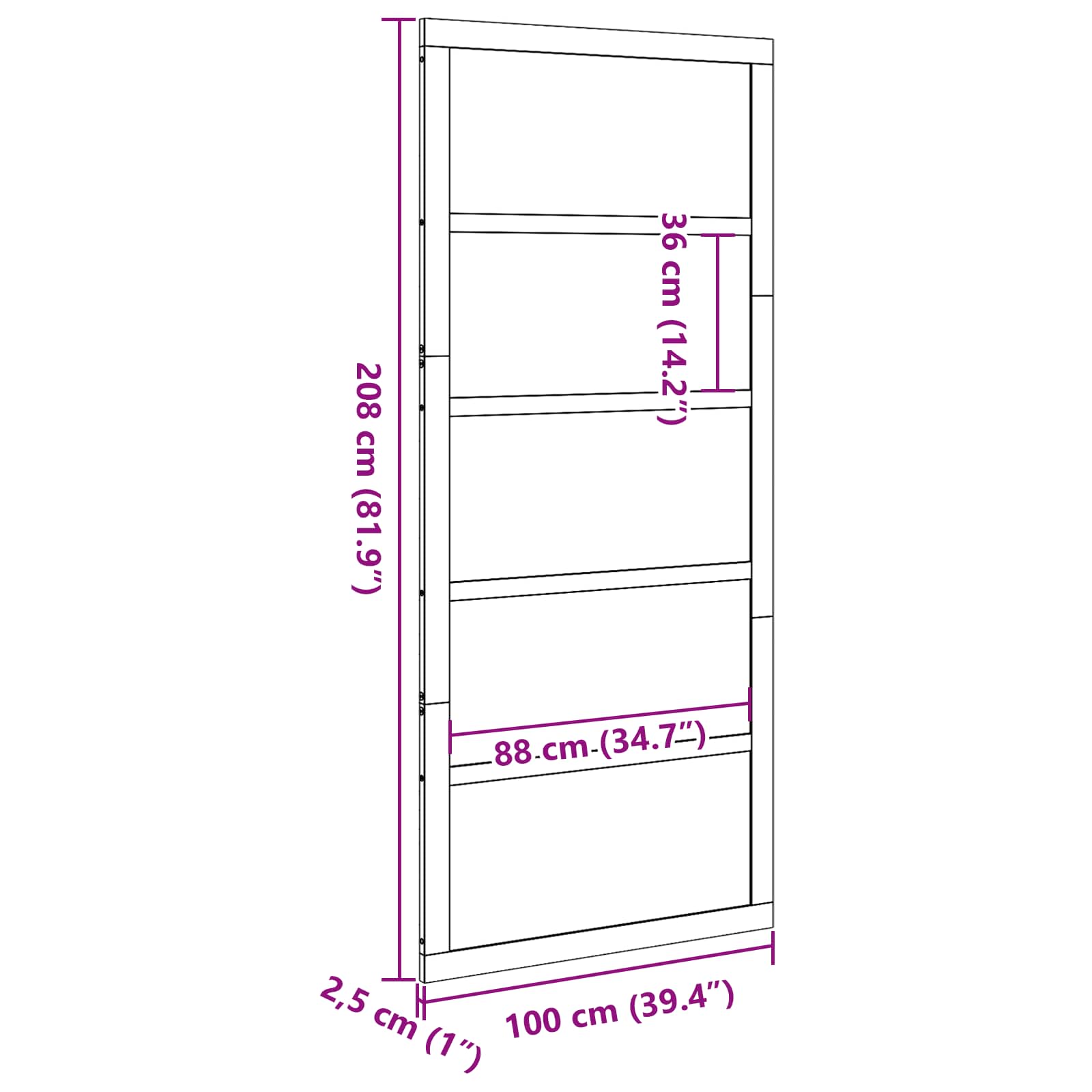 Barn Door Wax Brown 100 x 2,5 x 208 cm Solid Pine Wood