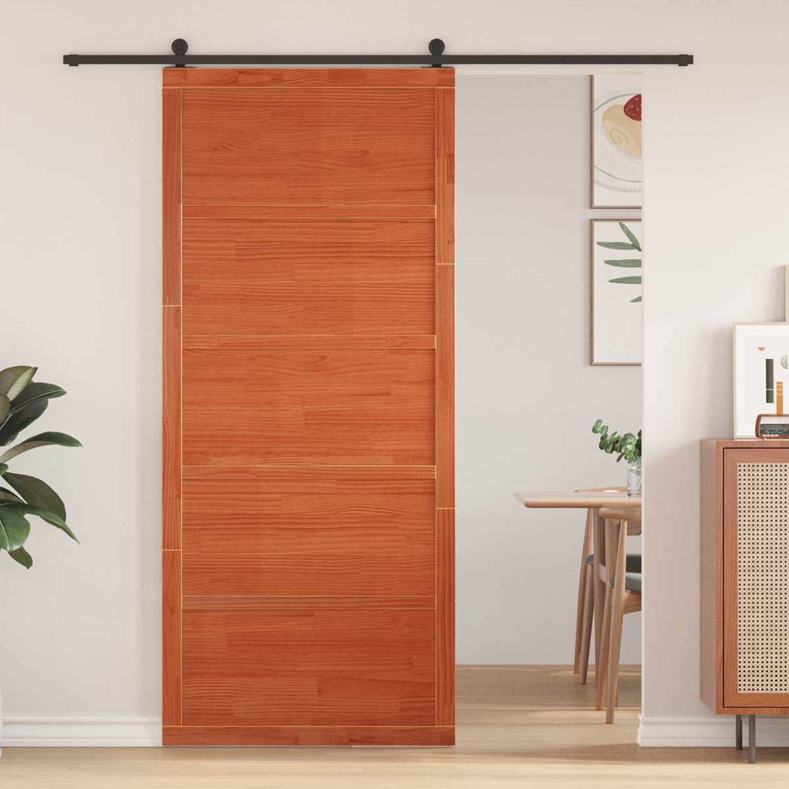 Barn Door Wax Brown 90 x 2,5 x 208 cm Solid Pine Wood