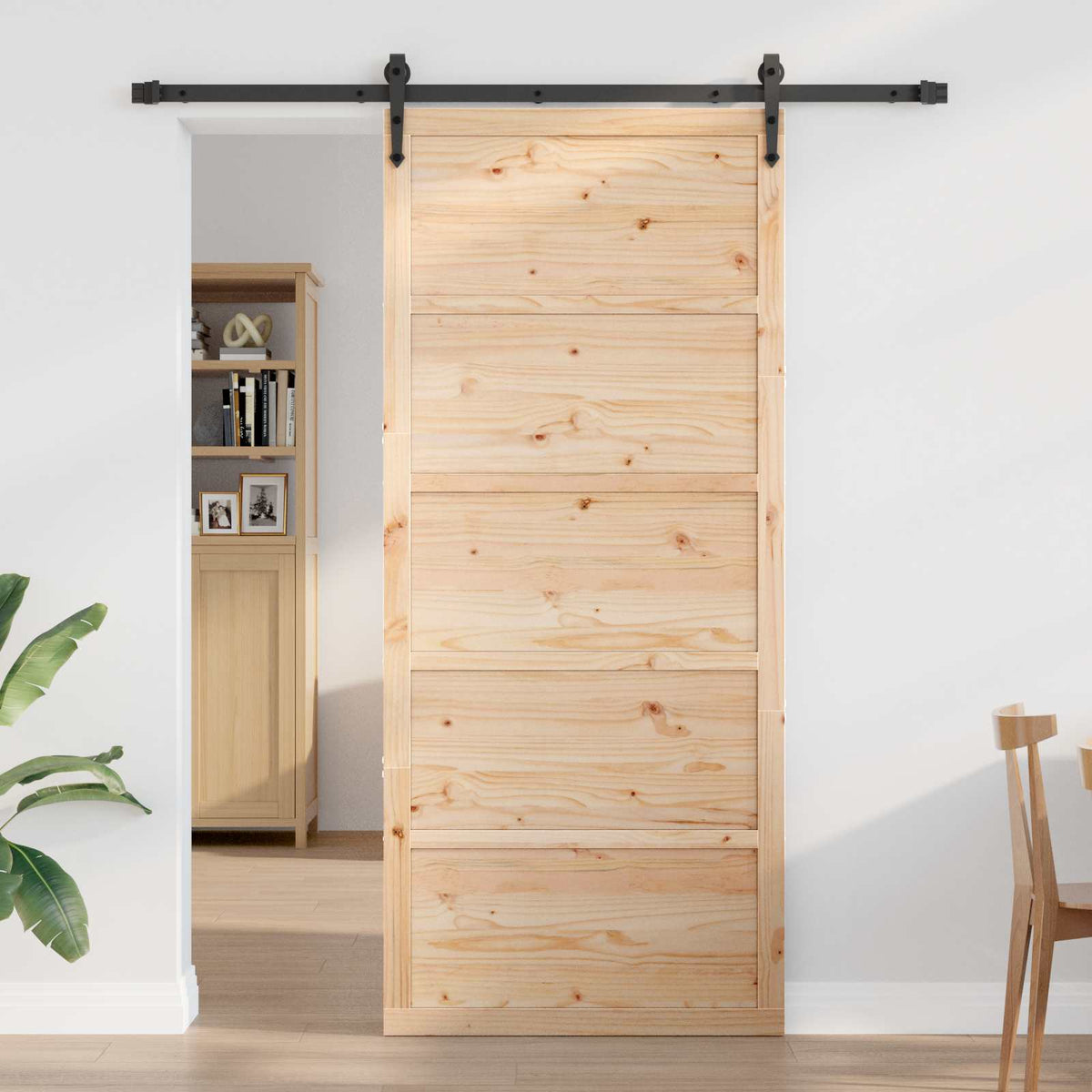 Barn Door Natural 80 x 2,5 x 208 cm Solid Pine Wood