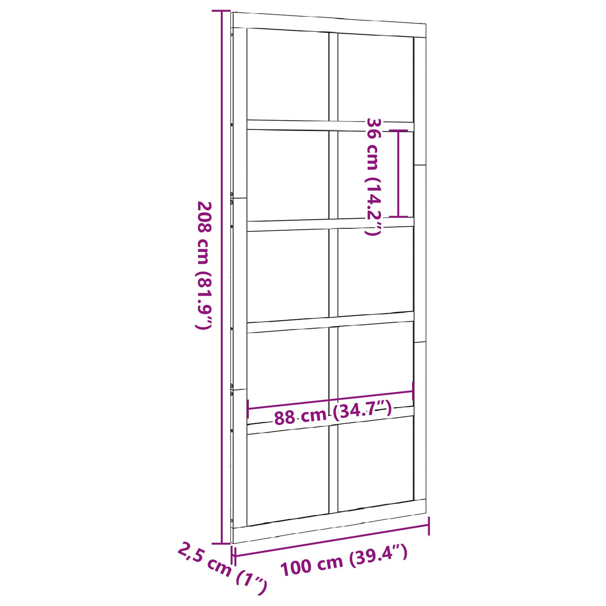 Barn Door White 100 x 2,5 x 208 cm Solid Pine Wood