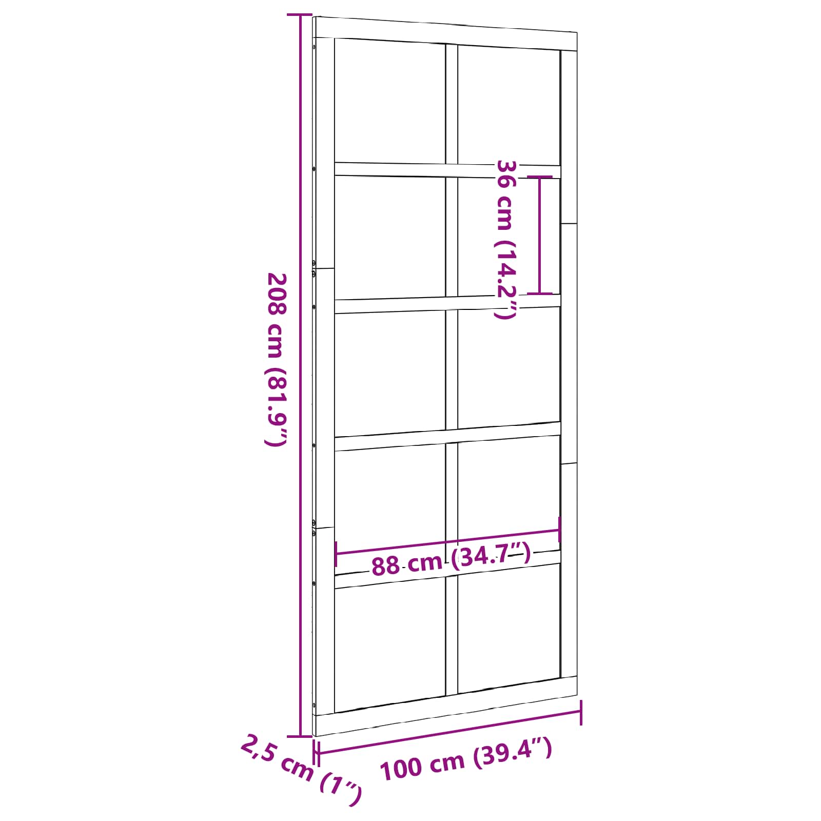 Barn Door Wax brown 100 x 2,5 x 208 cm Solid Pine Wood