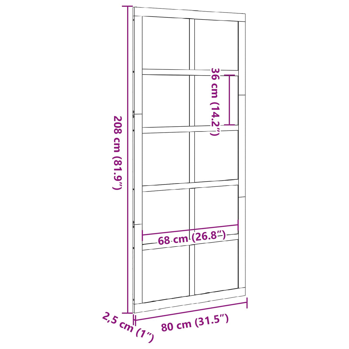 Barn Door White 80 x 2,5 x 208 cm Solid Pine Wood