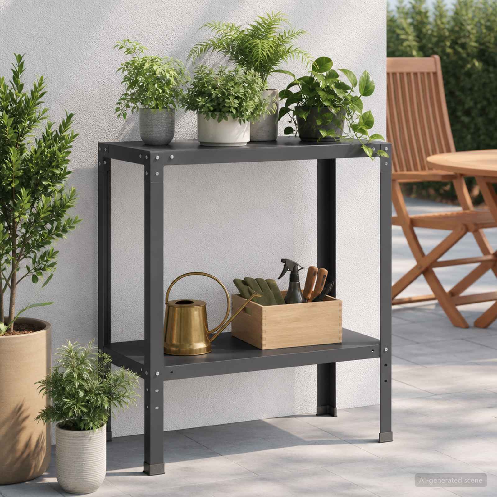 Potting Table 100 x 40 x 80 cm Powder-Coated Steel Black
