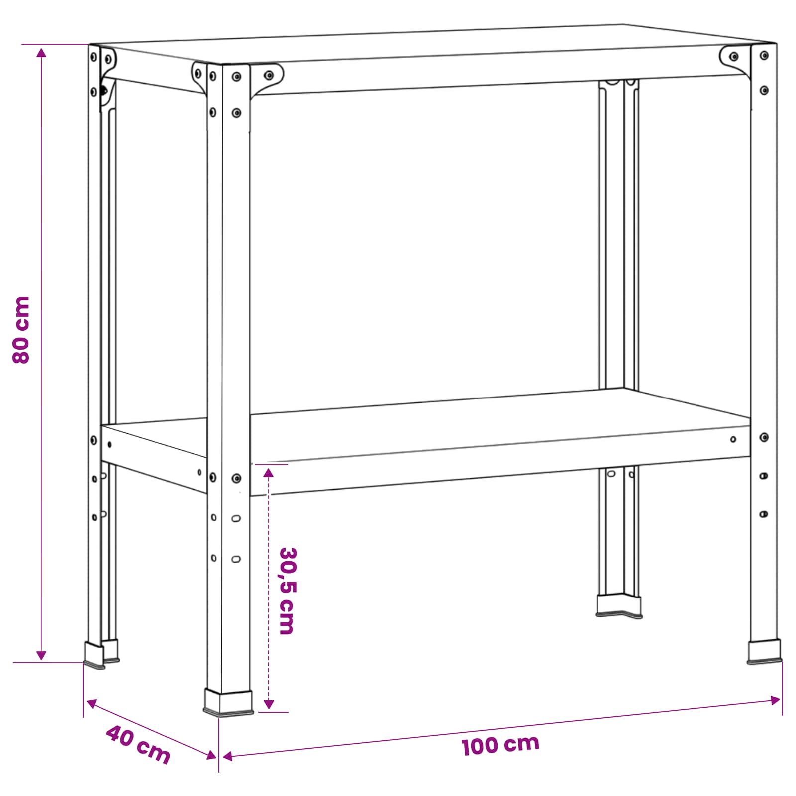 Potting Table 100 x 40 x 80 cm Powder-Coated Steel Black