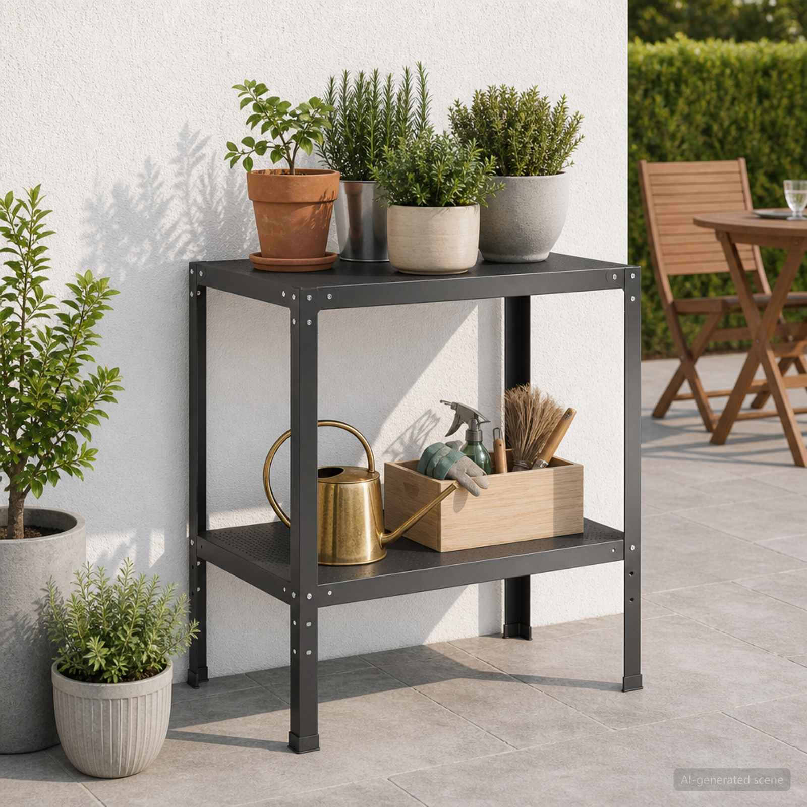 Potting Table 100 x 50 x 80 cm Powder-Coated Steel Black