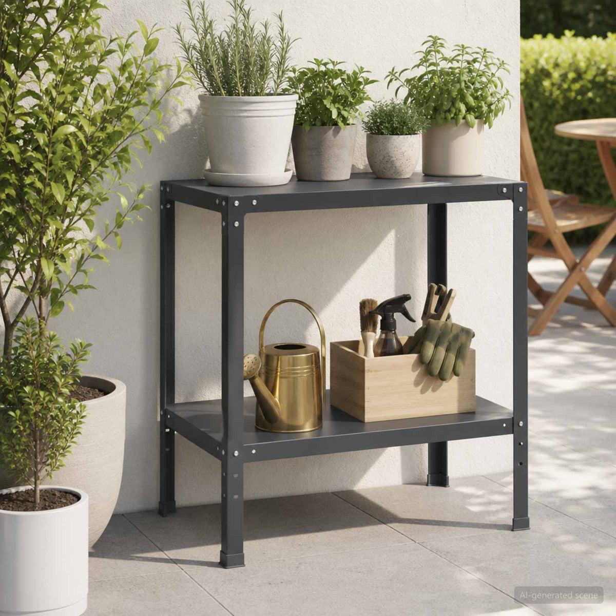 Potting Table 80 x 50 x 80 cm Powder-Coated Steel Black