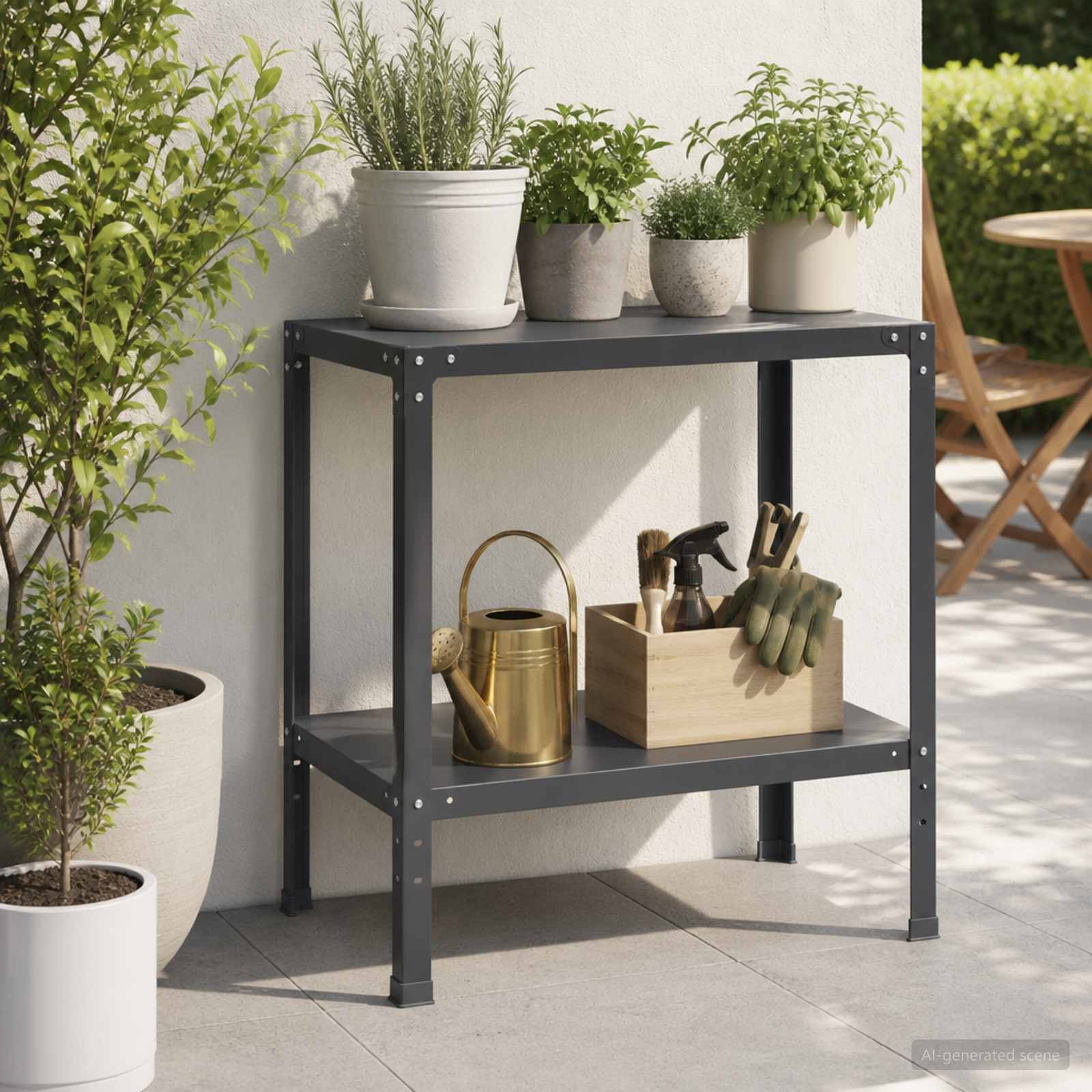 Potting Table 80 x 50 x 80 cm Powder-Coated Steel Black