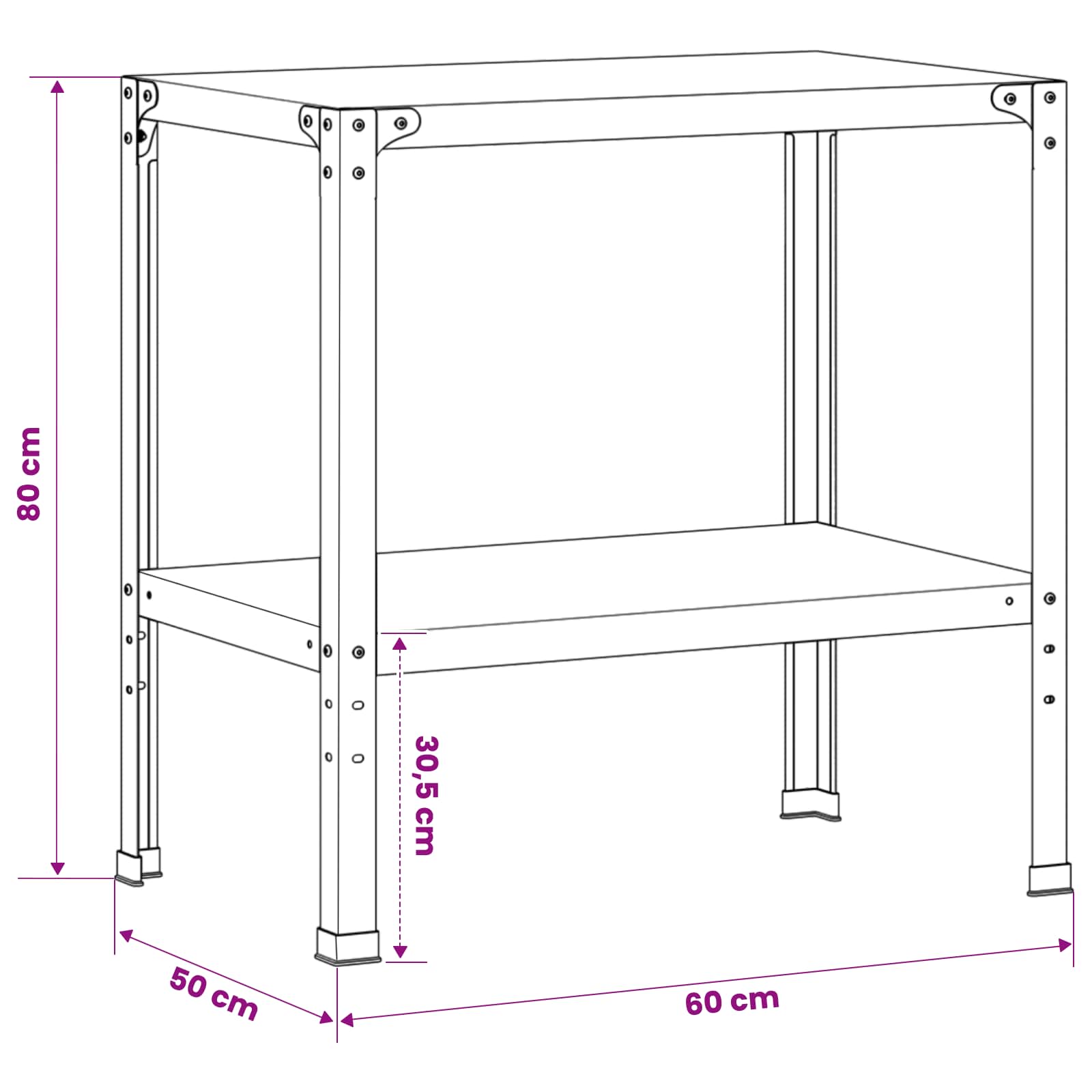 Potting Table 60 x 50 x 80 cm Powder-Coated Steel Black