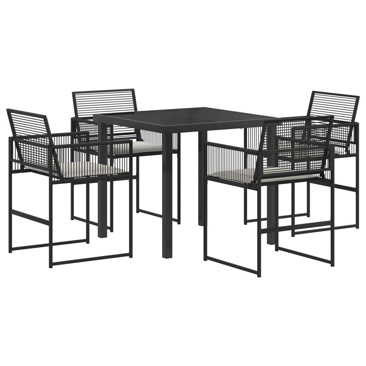 Garden Dining Set 5 pcs Black Poly Rattan