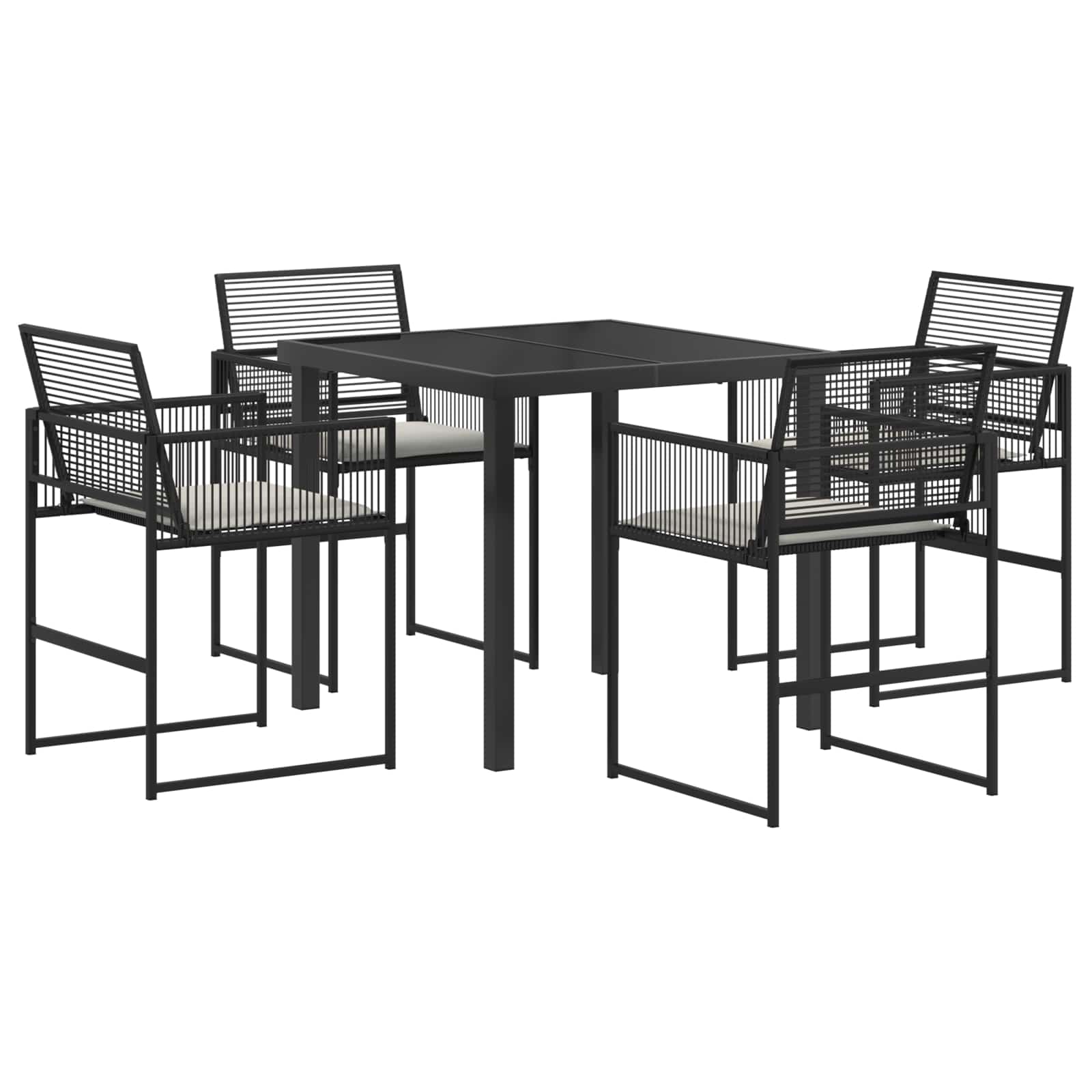 Garden Dining Set 5 pcs Black Poly Rattan