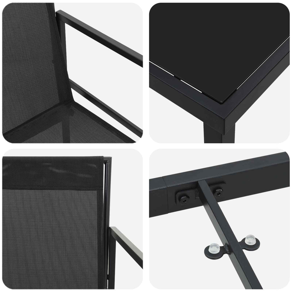 Garden Dining Set 5 pcs Black Textilene and Steel
