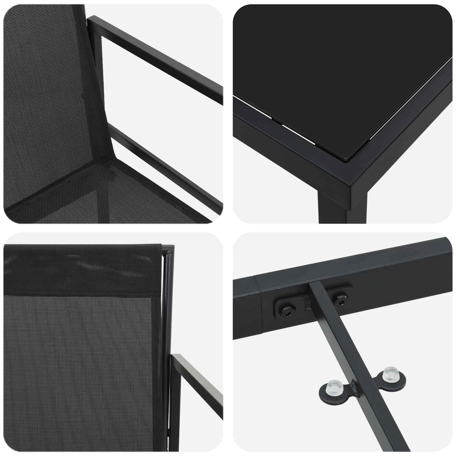Garden Dining Set 5 pcs Black Textilene and Steel