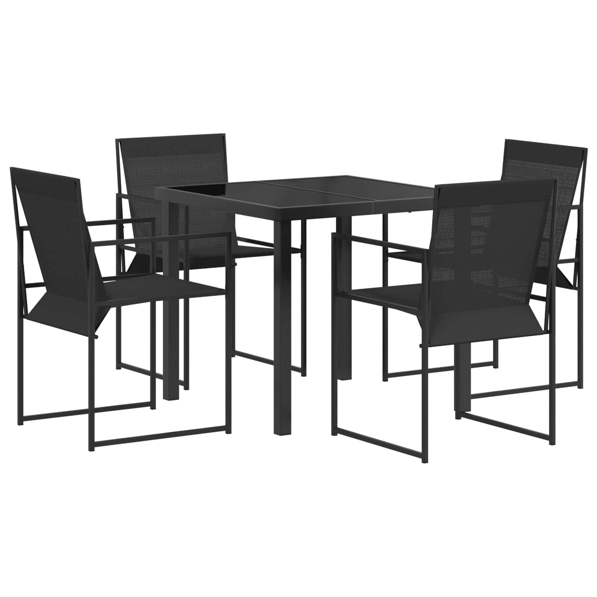 Garden Dining Set 5 pcs Black Textilene and Steel