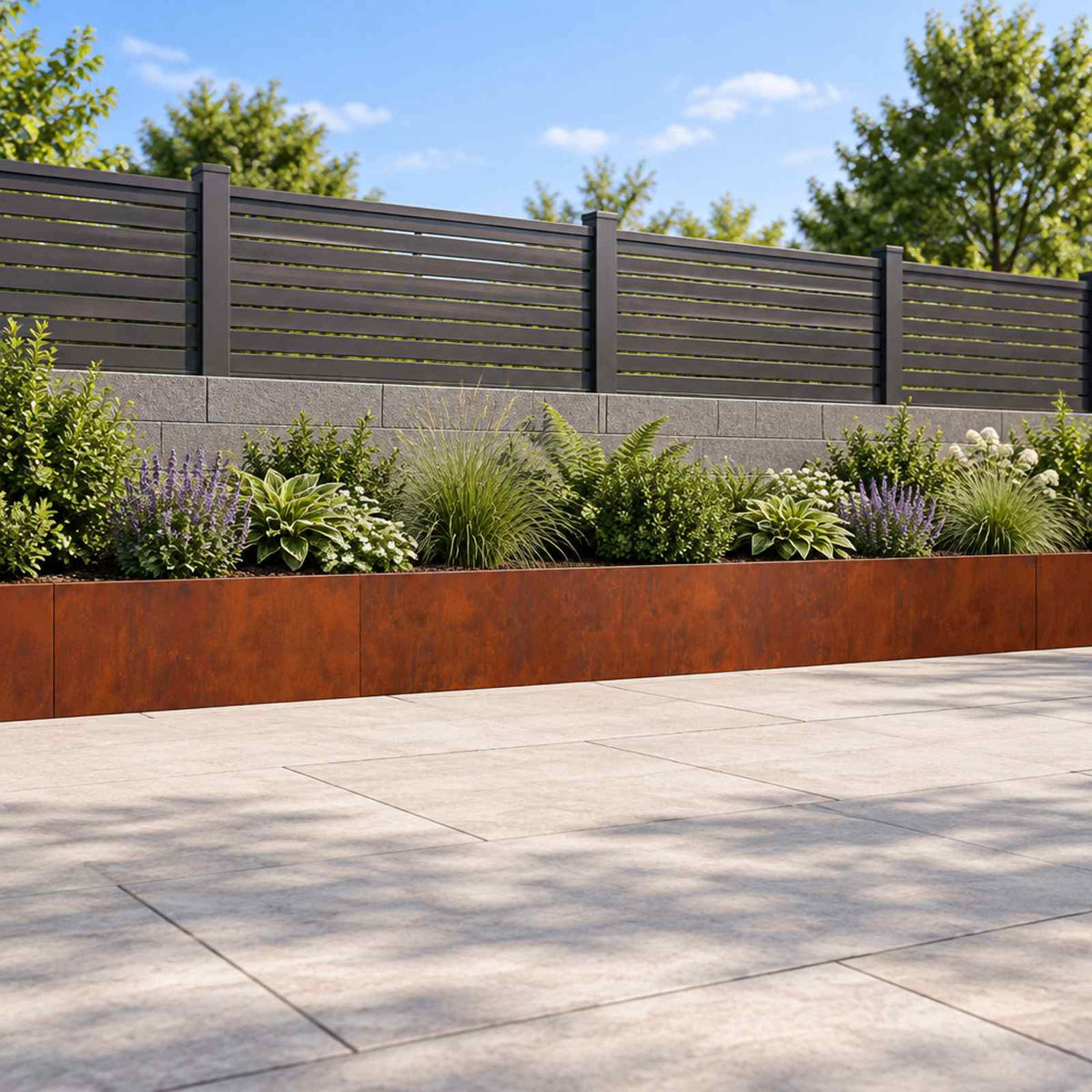 Retaining Wall 4 pcs 100 x 12 x 40 cm Weathering Steel Rusty