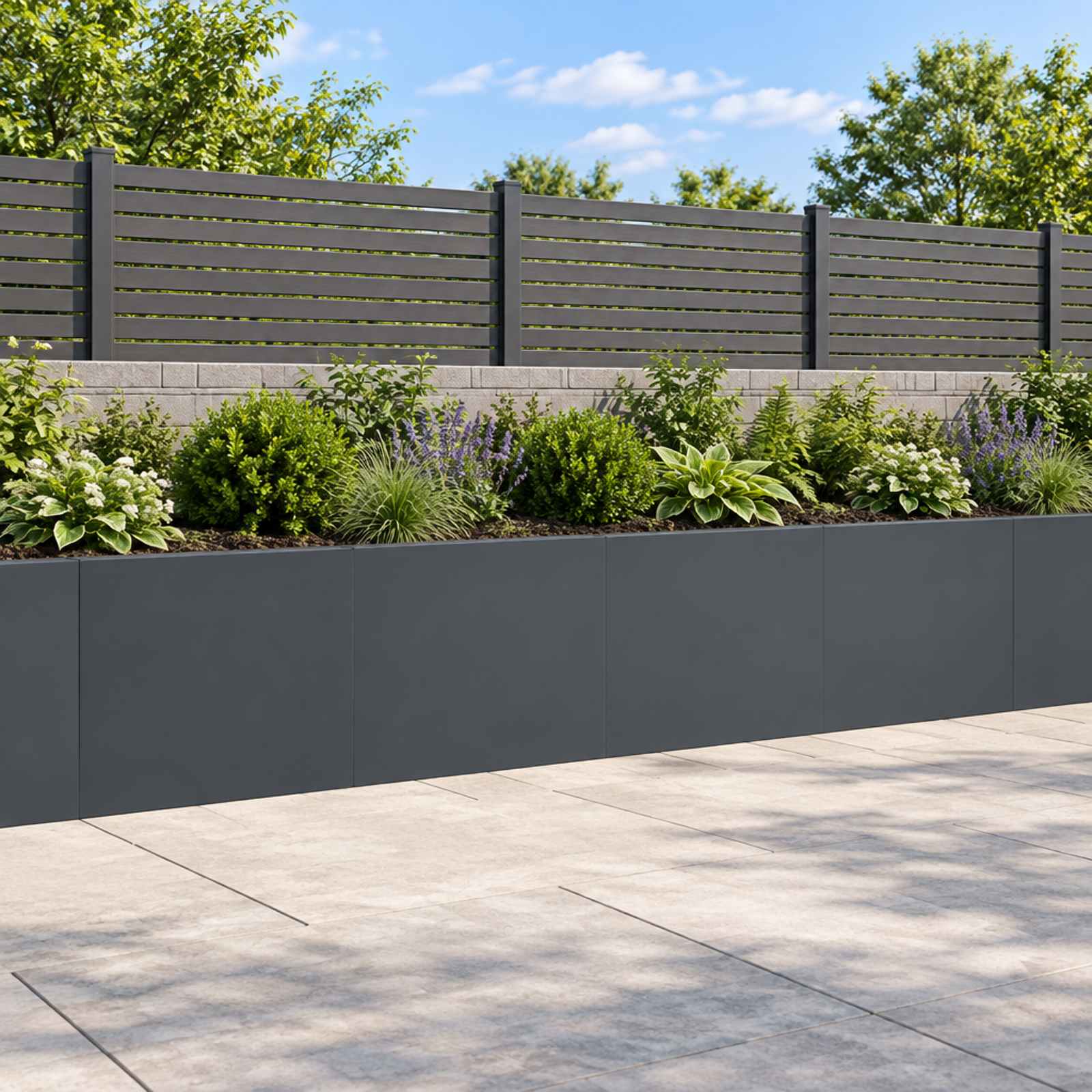 Retaining Wall 4 pcs 40 x 12 x 30 cm Steel Anthracite