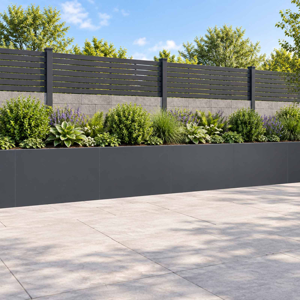 Retaining Wall 4 pcs 60 x 12 x 40 cm Steel Anthracite