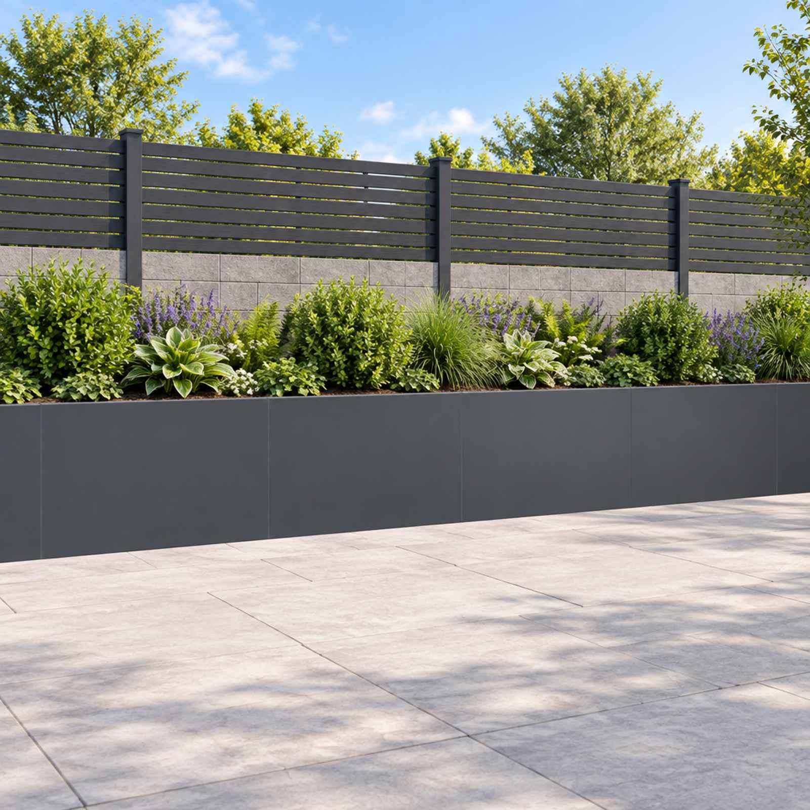 Retaining Wall 4 pcs 60 x 12 x 50 cm Steel Anthracite