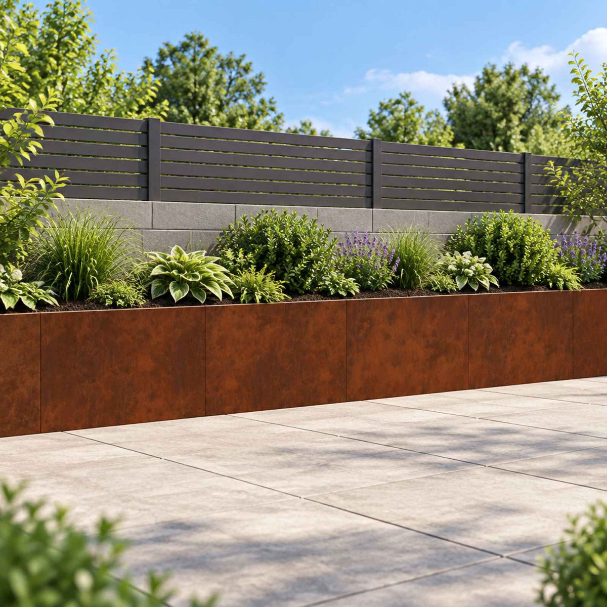 Retaining Wall 4 pcs 60 x 12 x 30 cm Weathering Steel Rusty