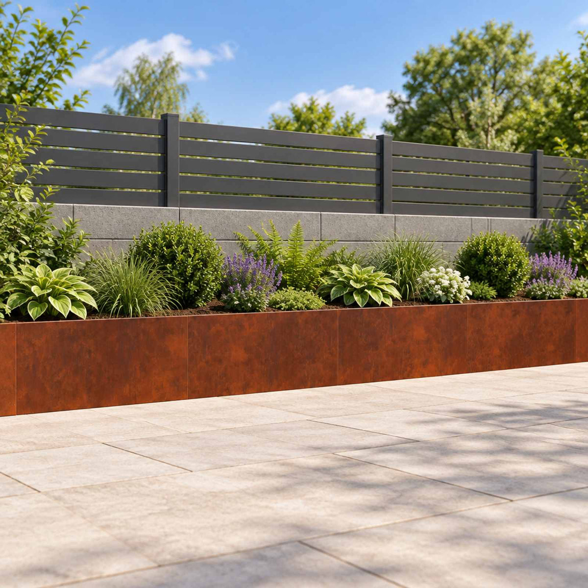 Retaining Wall 4 pcs 80 x 12 x 50 cm Weathering Steel Rusty