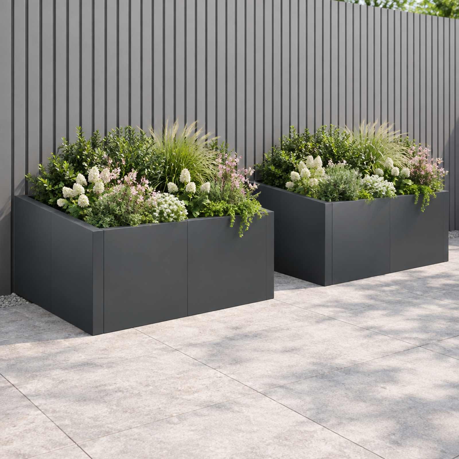Retaining Wall 4 pcs 100 x 100 x 40 cm Steel Anthracite