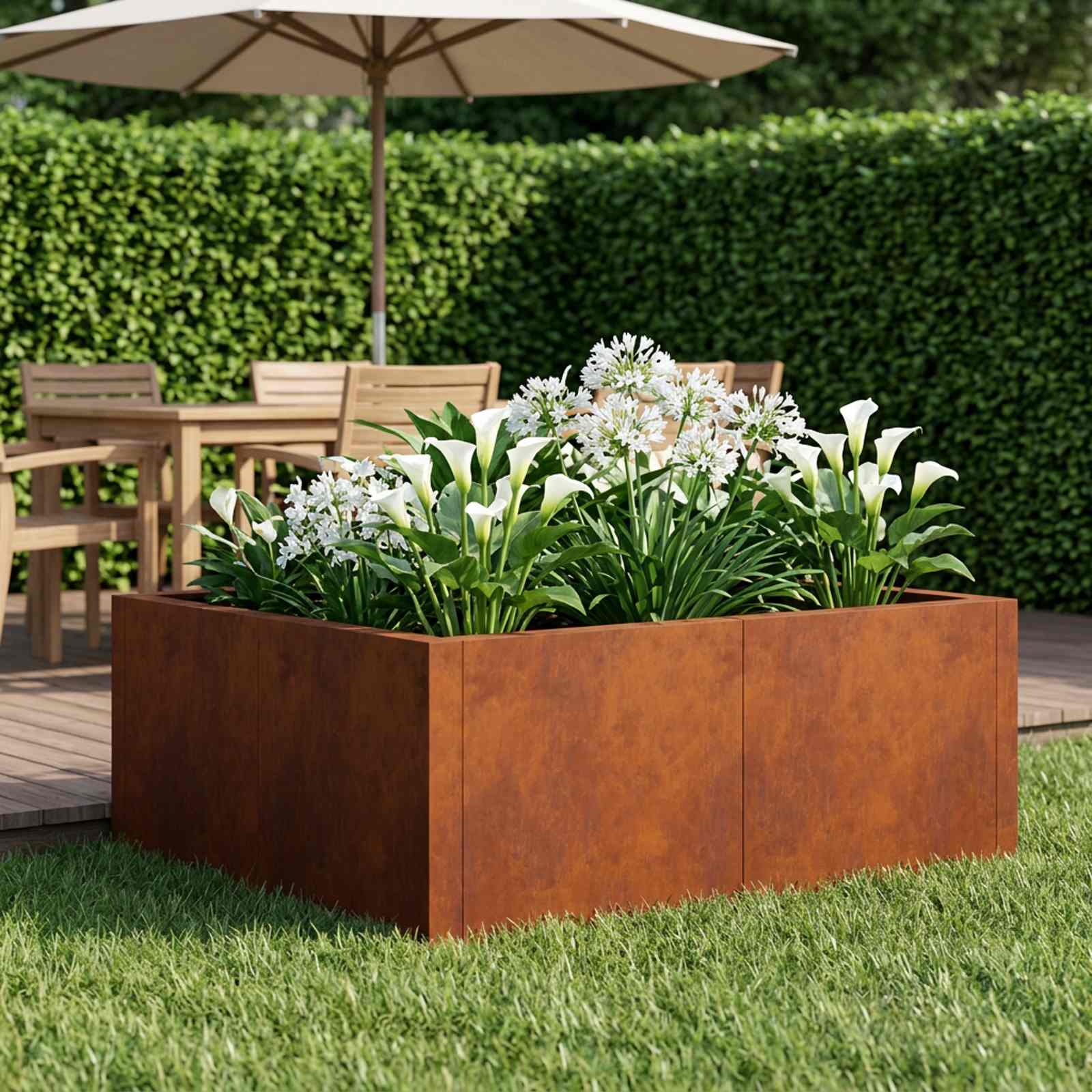 Retaining Wall 4 pcs 100 x 100 x 50 cm Weathering Steel Rusty