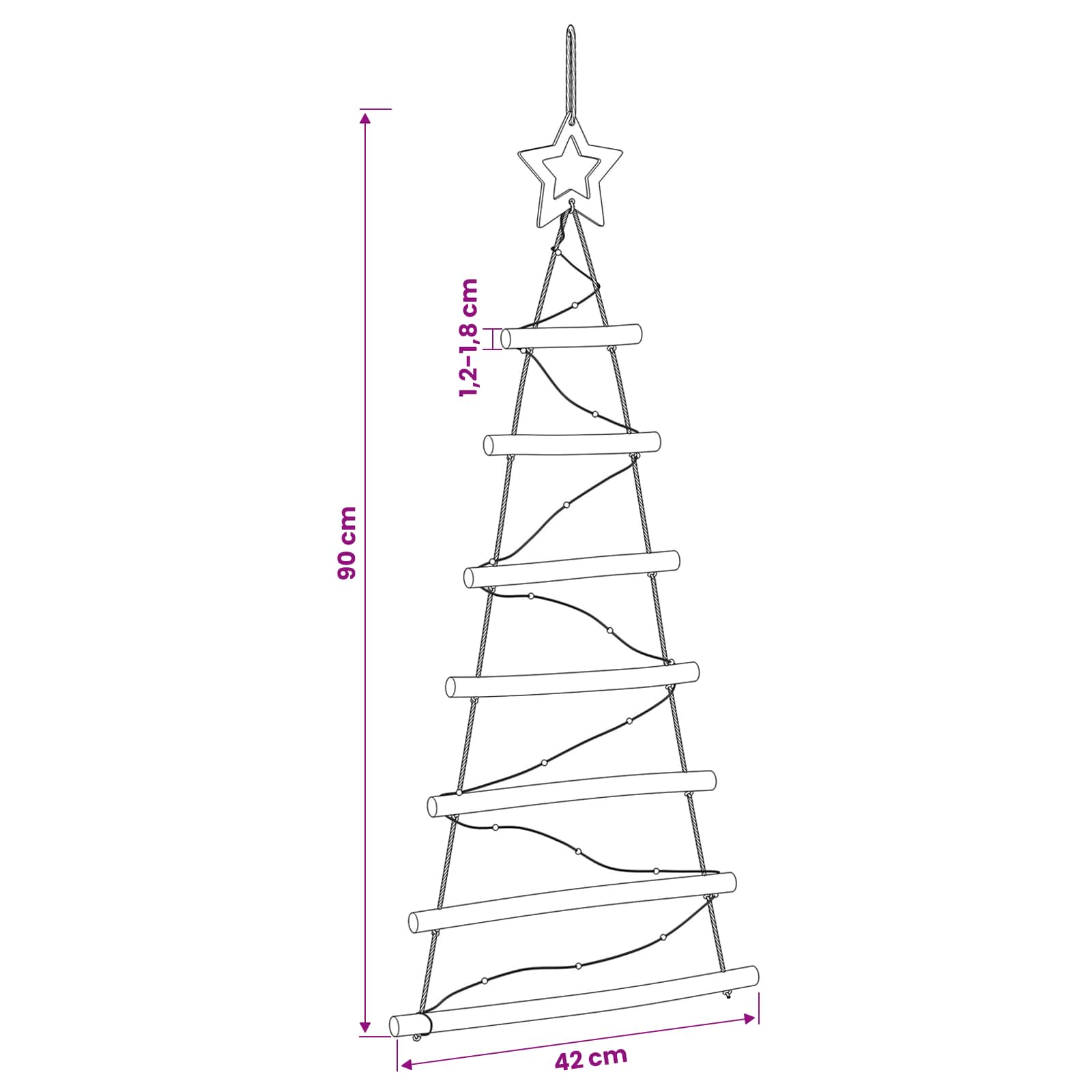 Hanging Christmas Tree 90 cm 30 LEDs Warm White