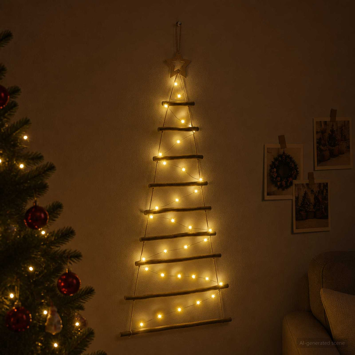Hanging Christmas Tree 120 cm 50 LEDs Warm White