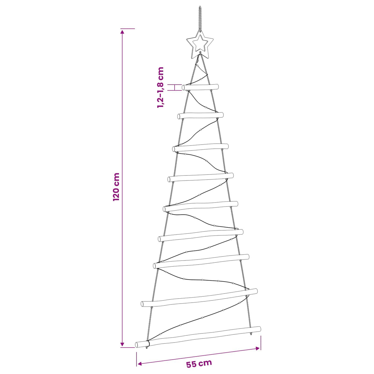 Hanging Christmas Tree 120 cm 50 LEDs Warm White