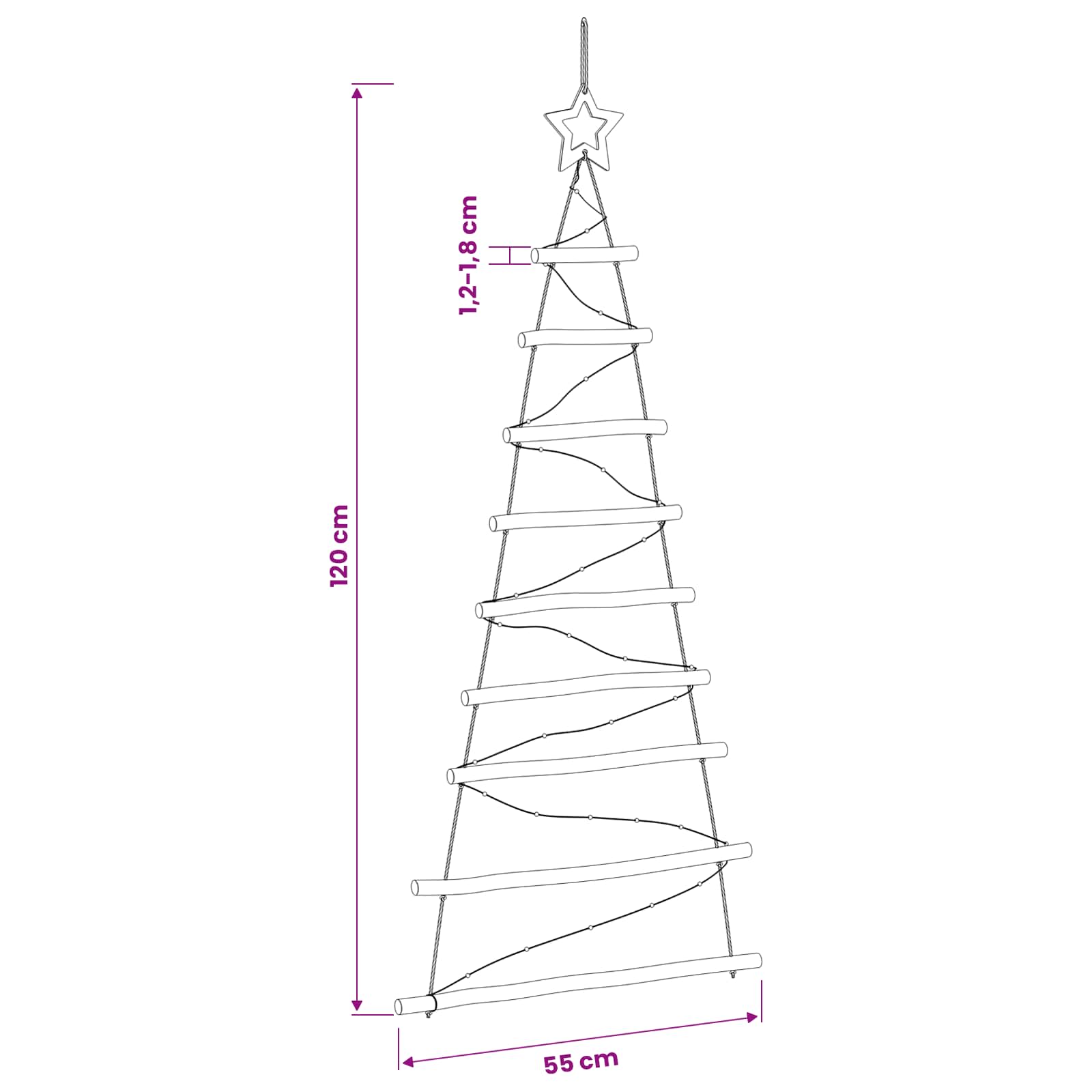 Hanging Christmas Tree 120 cm 50 LEDs Warm White