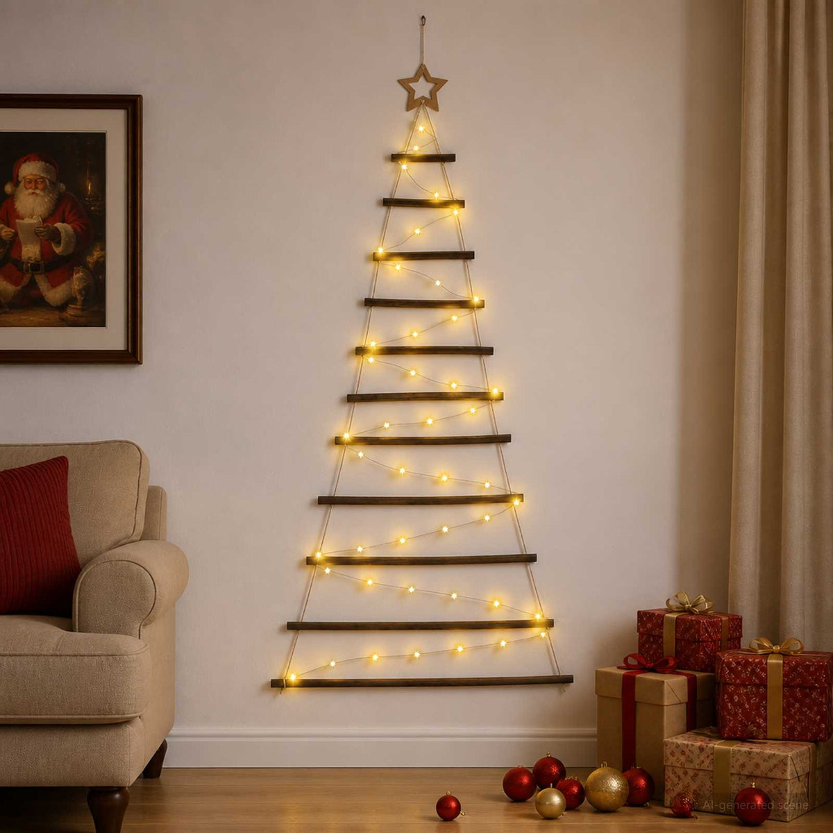 Hanging Christmas Tree 150 cm 80 LEDs Warm White