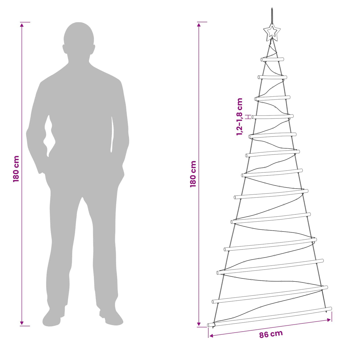 Hanging Christmas Tree 180 cm 100 LEDs Warm White