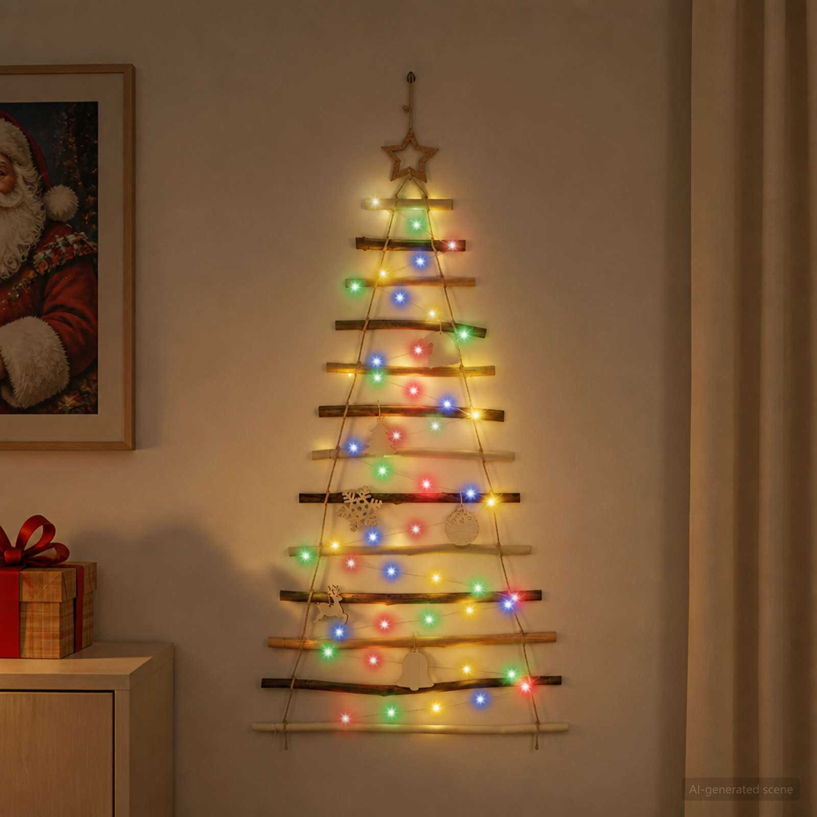 Hanging Christmas Tree 120 cm 50 LEDs Multicolour