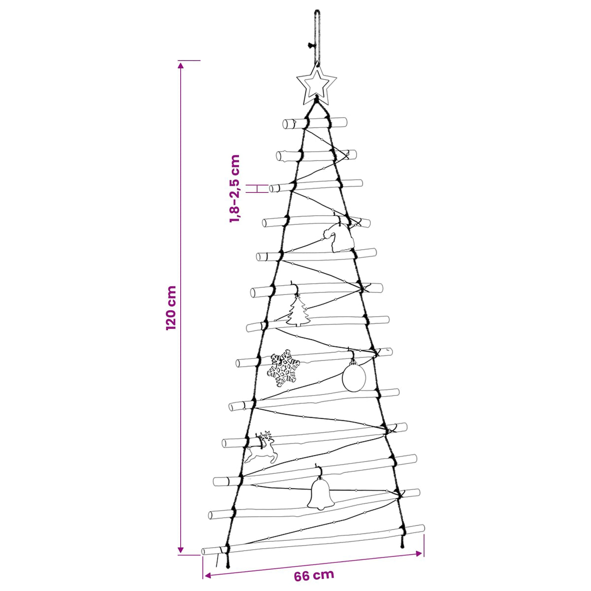 Hanging Christmas Tree 120 cm 50 LEDs Multicolour