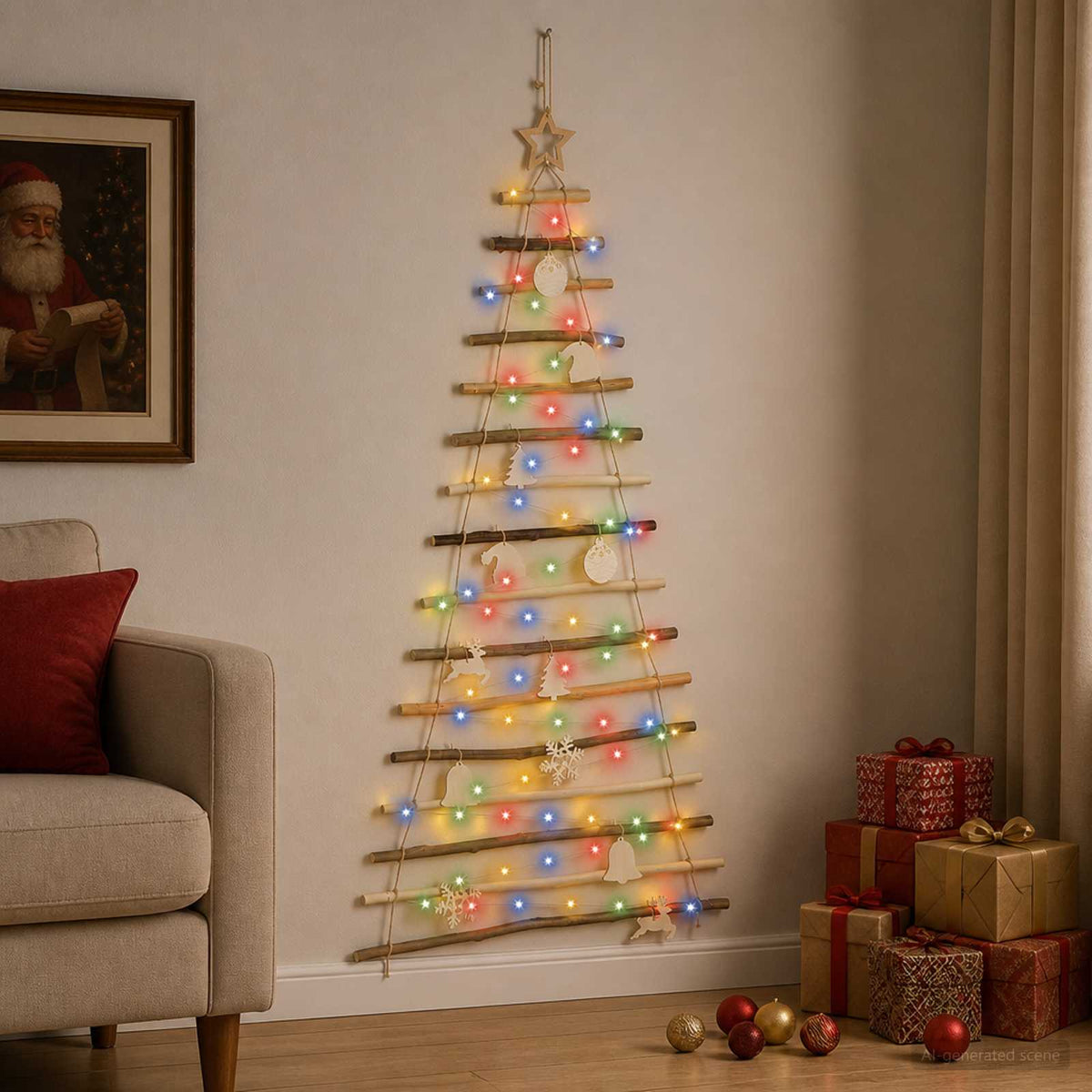 Hanging Christmas Tree 150 cm 80 LEDs Multicolour