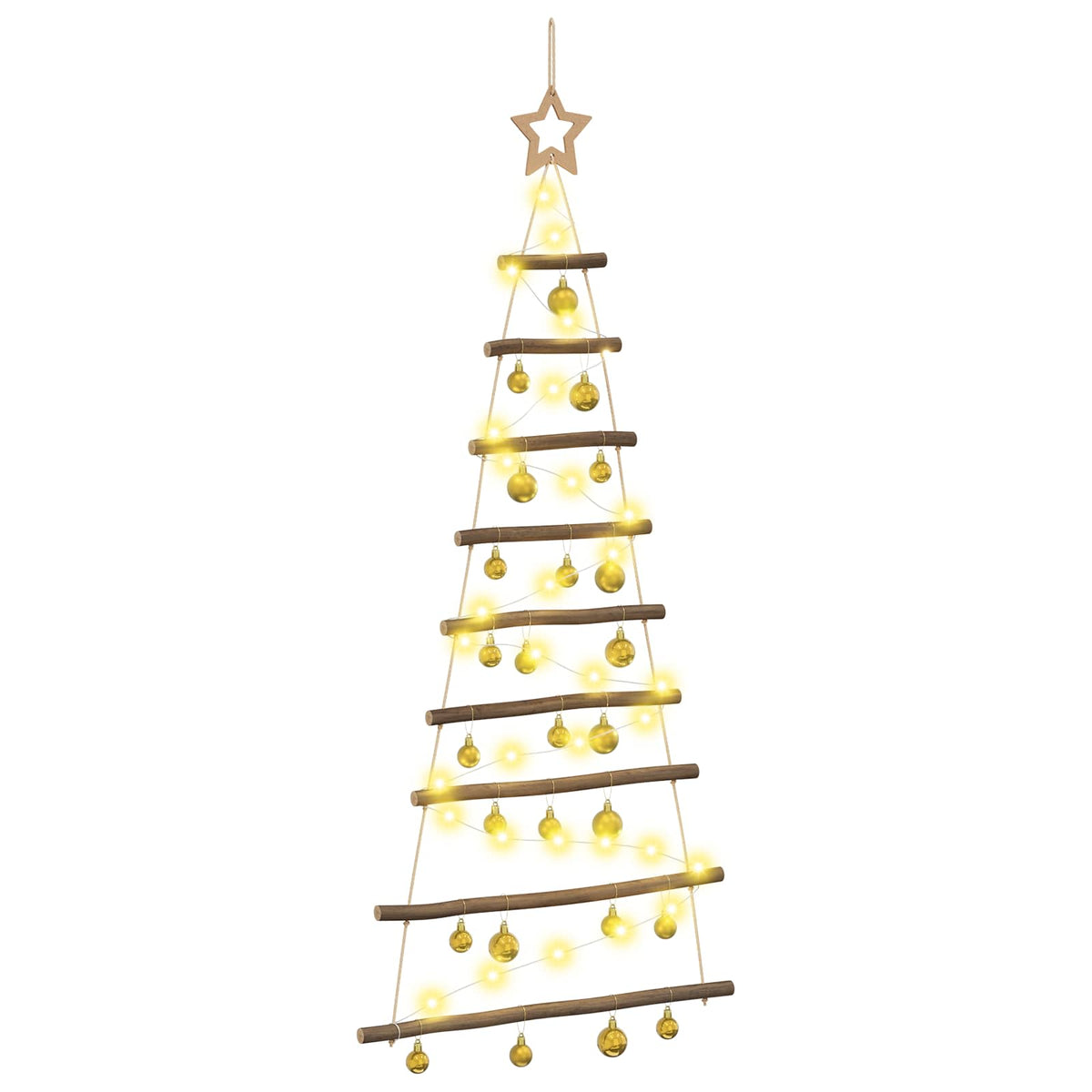 Hanging Christmas tree with baubles 120 cm 50 LEDs Warm White