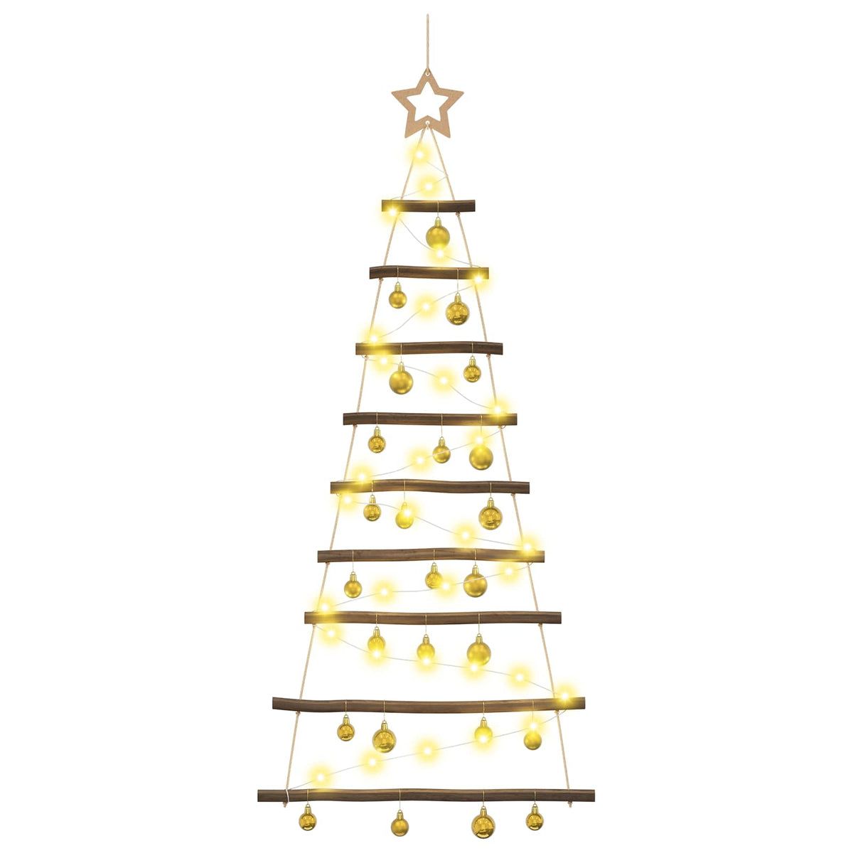 Hanging Christmas tree with baubles 120 cm 50 LEDs Warm White