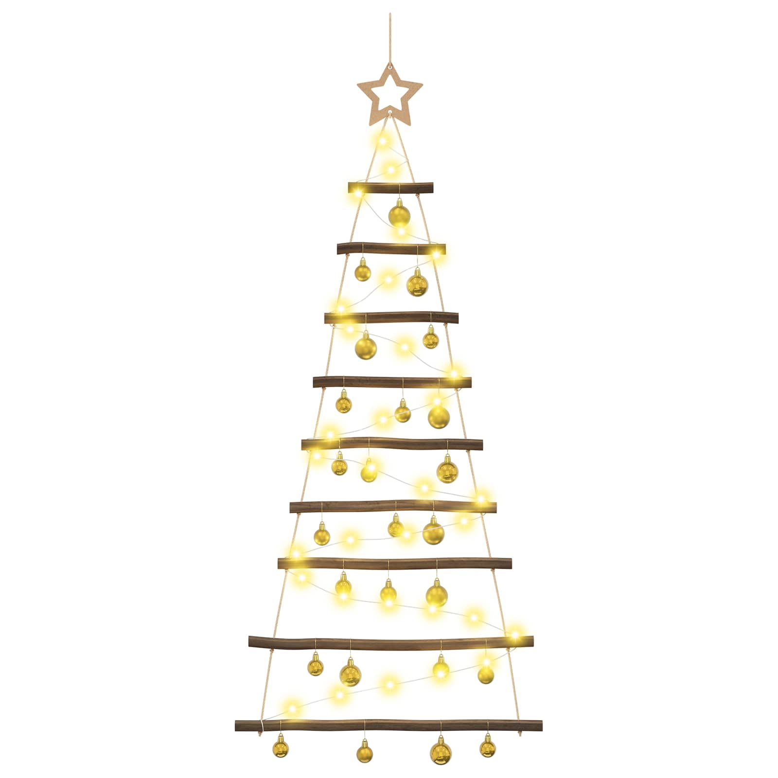 Hanging Christmas tree with baubles 120 cm 50 LEDs Warm White