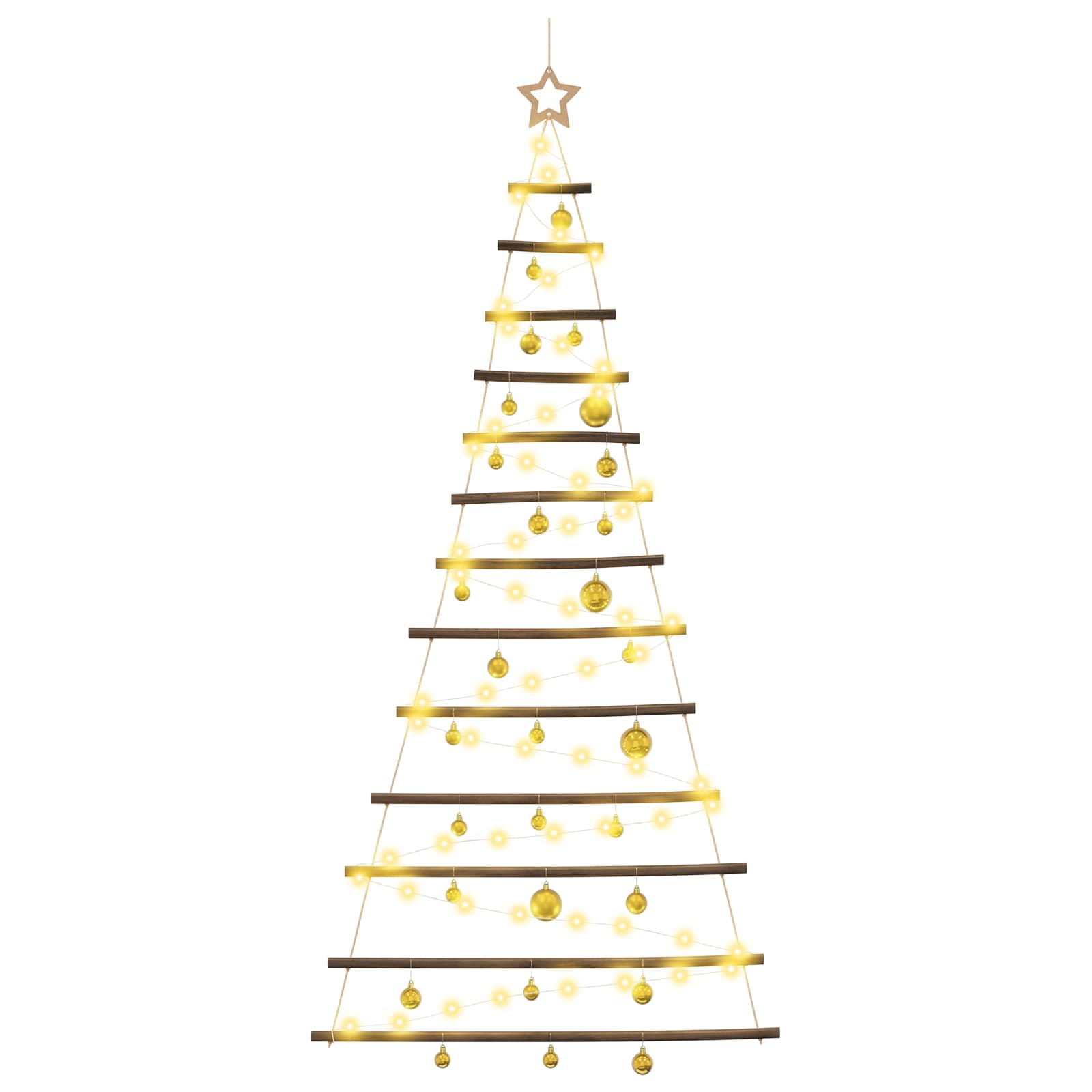 Hanging Christmas tree with baubles 180 cm 100 LEDs Warm White