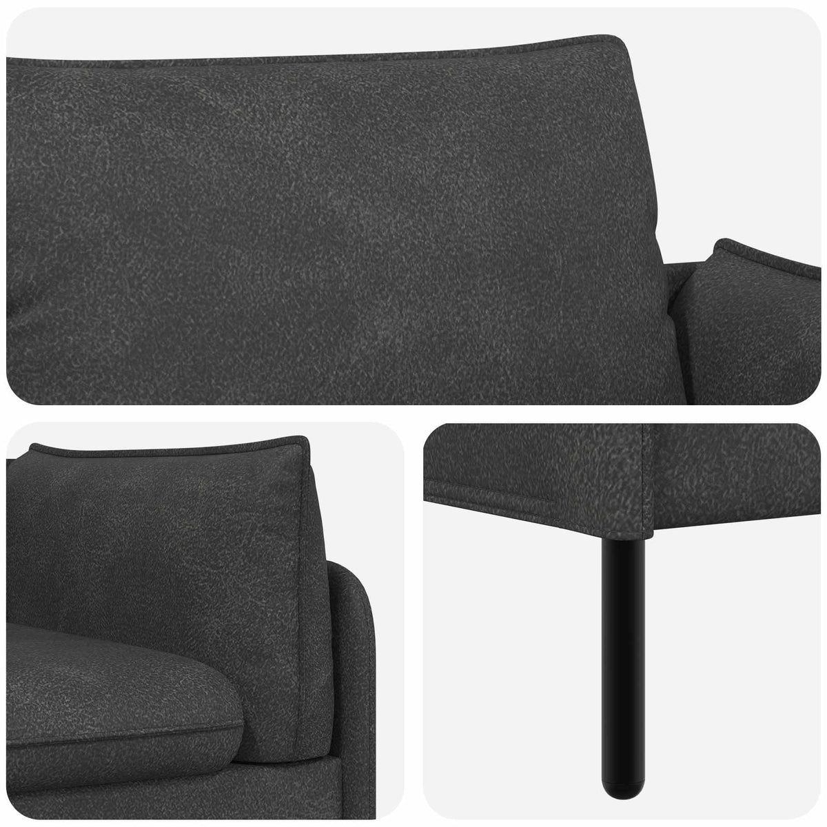 2-Seater Sofa Black 188 x 81 x 89 cm Faux Leather