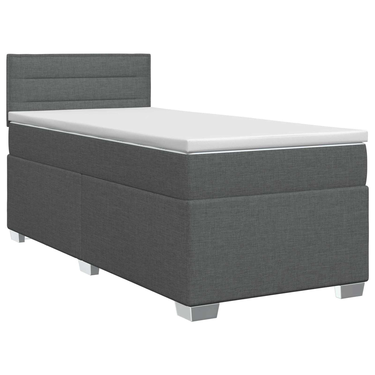 Box Spring Bed with Mattress Dark Grey 107 x 203 cm Fabric